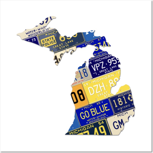 Michigan License Plates - Go Blue Wall Art by sandekel